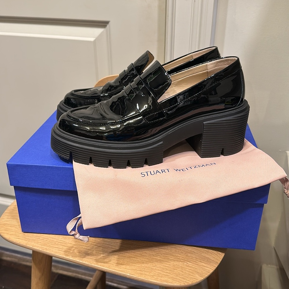 Stuart Weitzmam Soho Black Patent Loafers